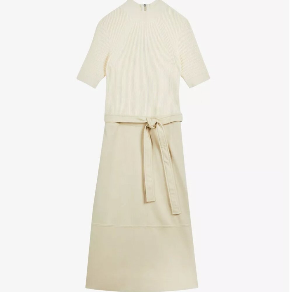 Ted Baker NWT - Susanna belted knitted and faux-leather midi dress